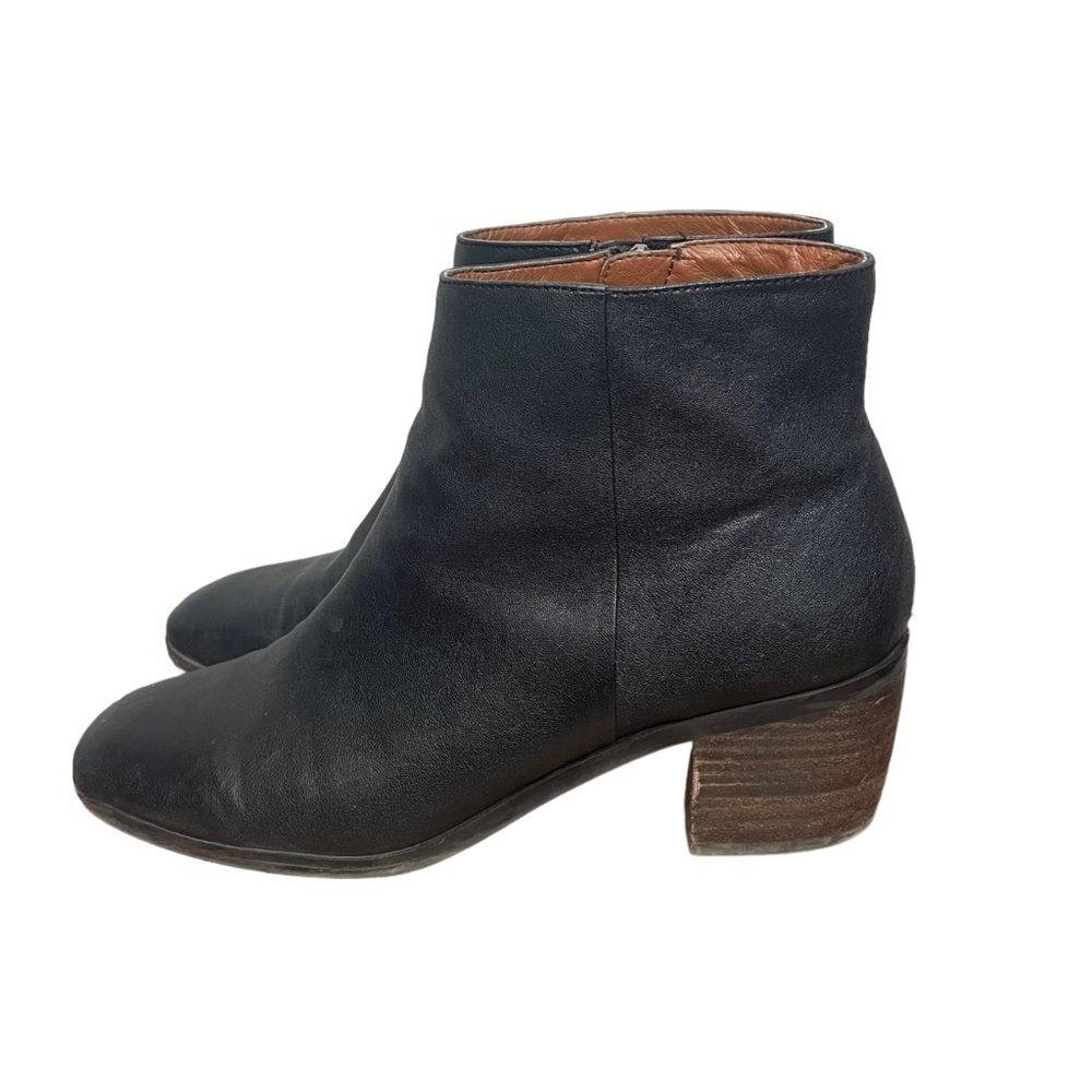 Lucky Brand Black Leather Ankle Boots Block Heel 9M